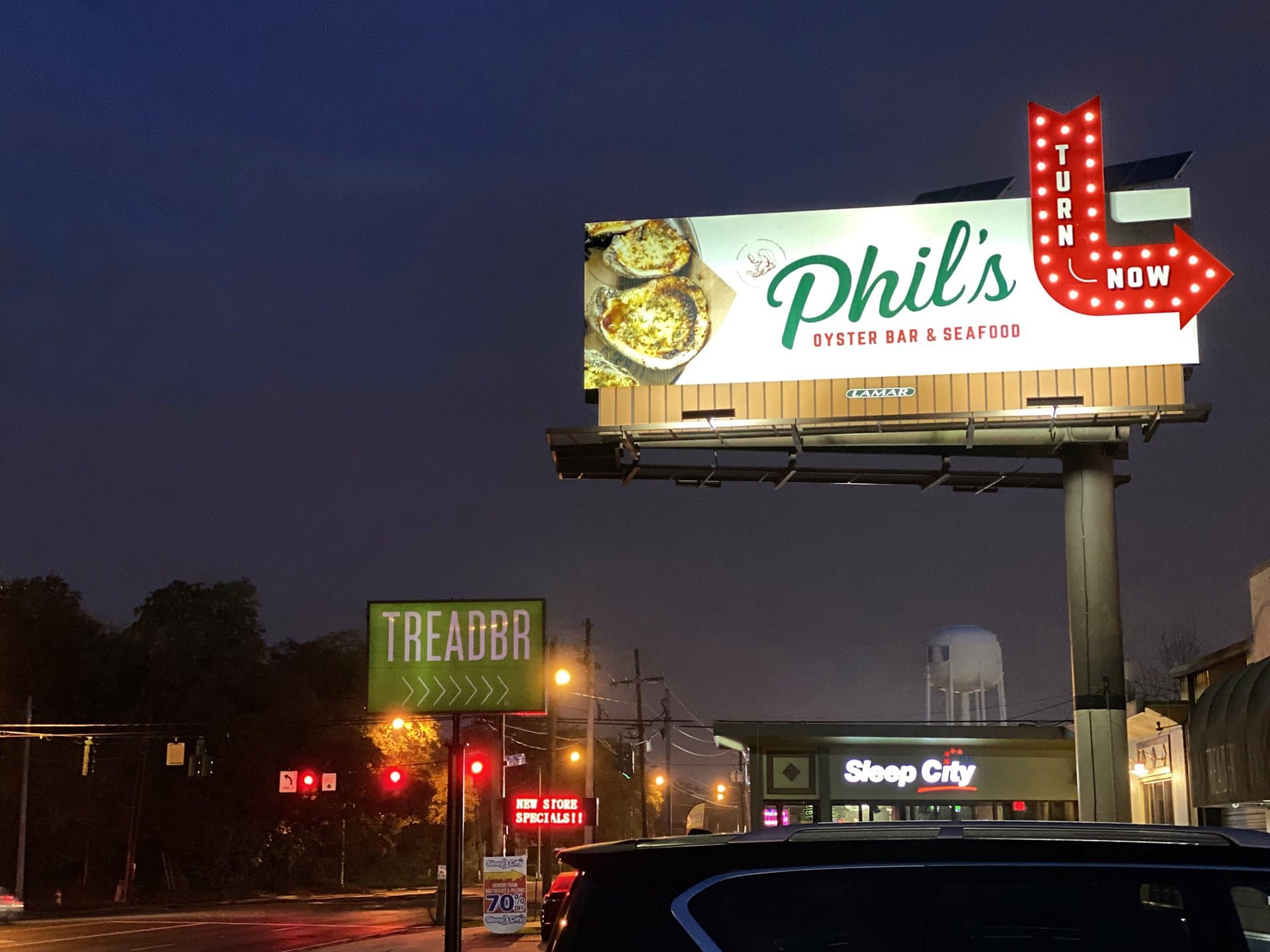 Billboard advertising at night
